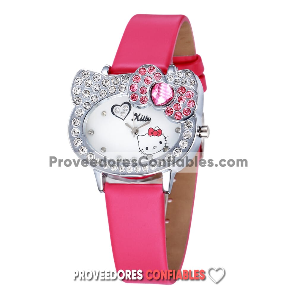R4690 Reloj Hello Kitty Con Diamantes Piel Sintetica Accesorios Al Por Mayor