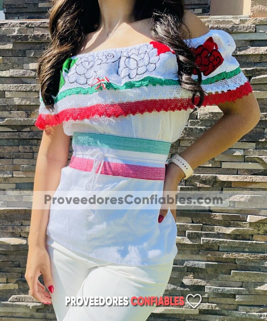 Rj 01104 Blusa Unitalla Olan De Encaje Y Bordado Flores Tricolor Fabricante Taller Maquilador (1)