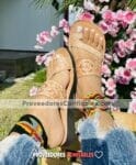 Zj01013 Huaraches Artesanales Piso Para Mujer Tan Troquelado De Flores Fabricante Calzado Mayoreo (1)